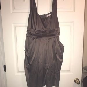 Pewter Satin Cocktail Dress